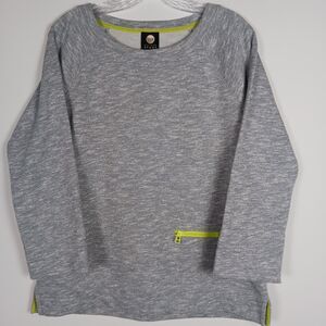 Jones New York Women's Sweater Yoga Sweatshirt Sz M Gray and Neon Green